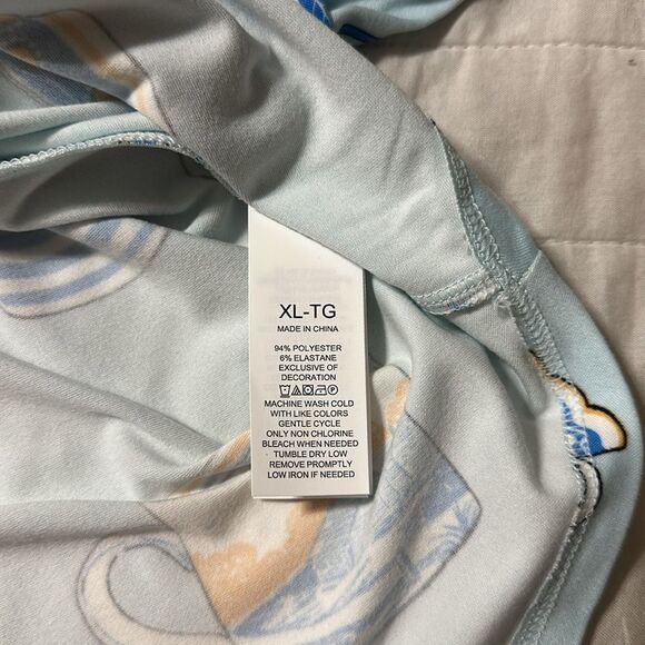 kate spade XLβLight Blue Tea Coffee Print Notch Collar 3/4 Sleeve Pants PJ Set - Picture 10 of 17